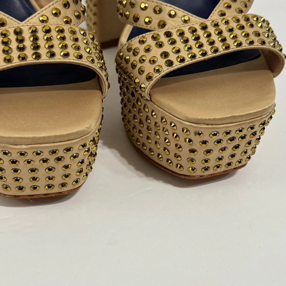 Hill House Gold Home for the Party Studded Platform Heels size 40